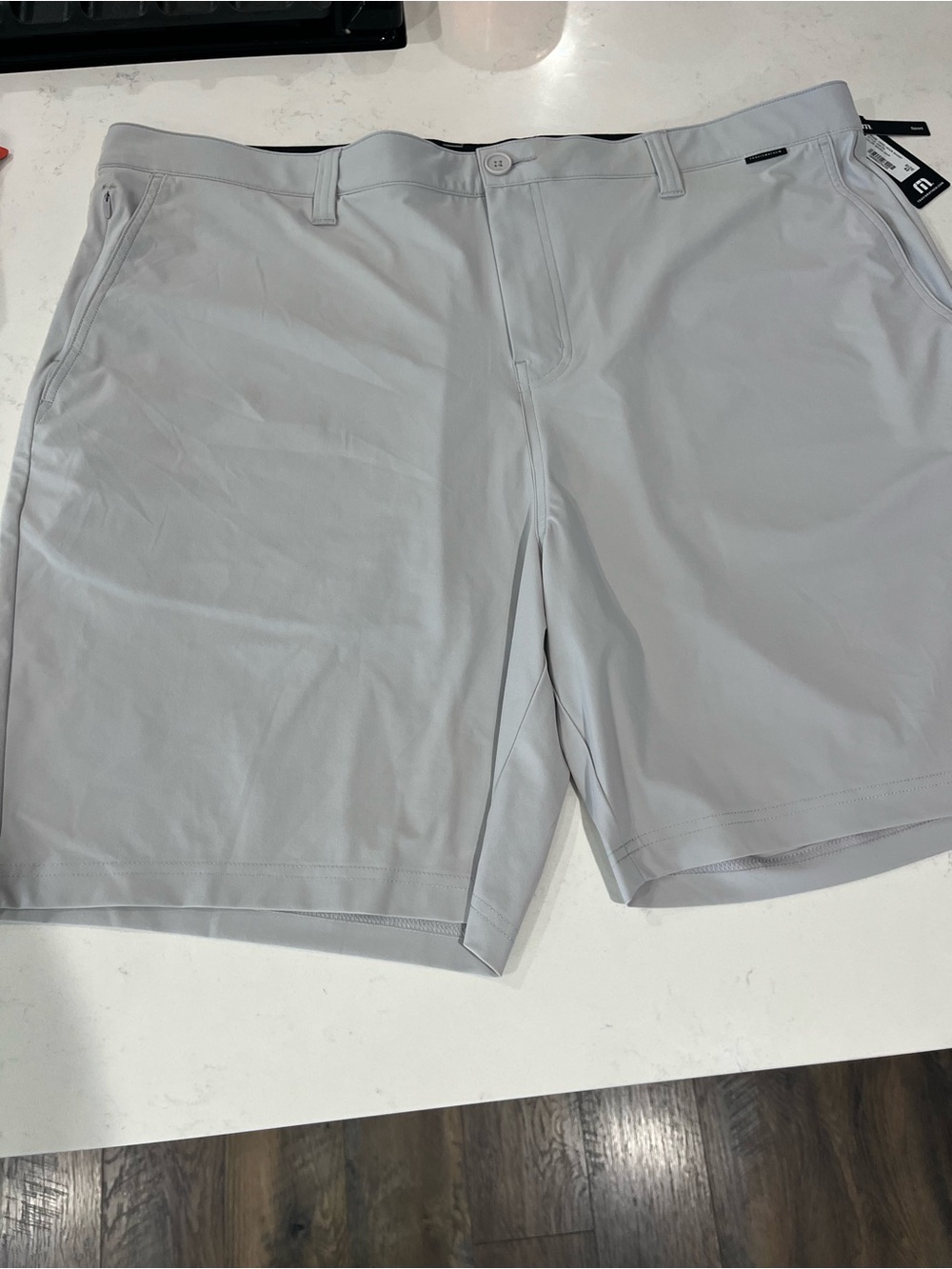 Travis Mathew Light Gray Performance Flat-Front Shorts